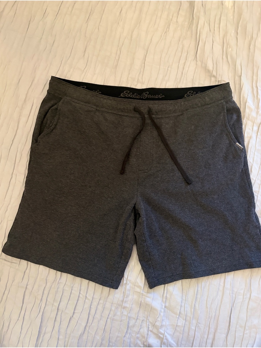 Eddie Bauer Lounge Men's XXL Charcoal Gray Waffle Knit Thermal Shorts